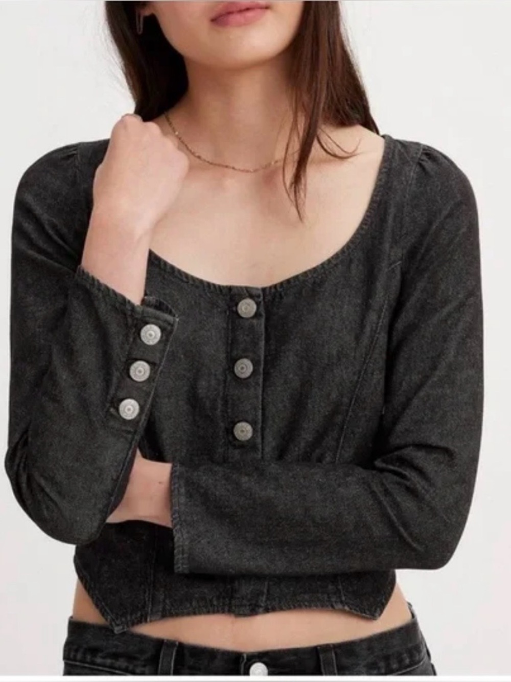 Levi's Weston Denim Long Sleeve Corset Blouse